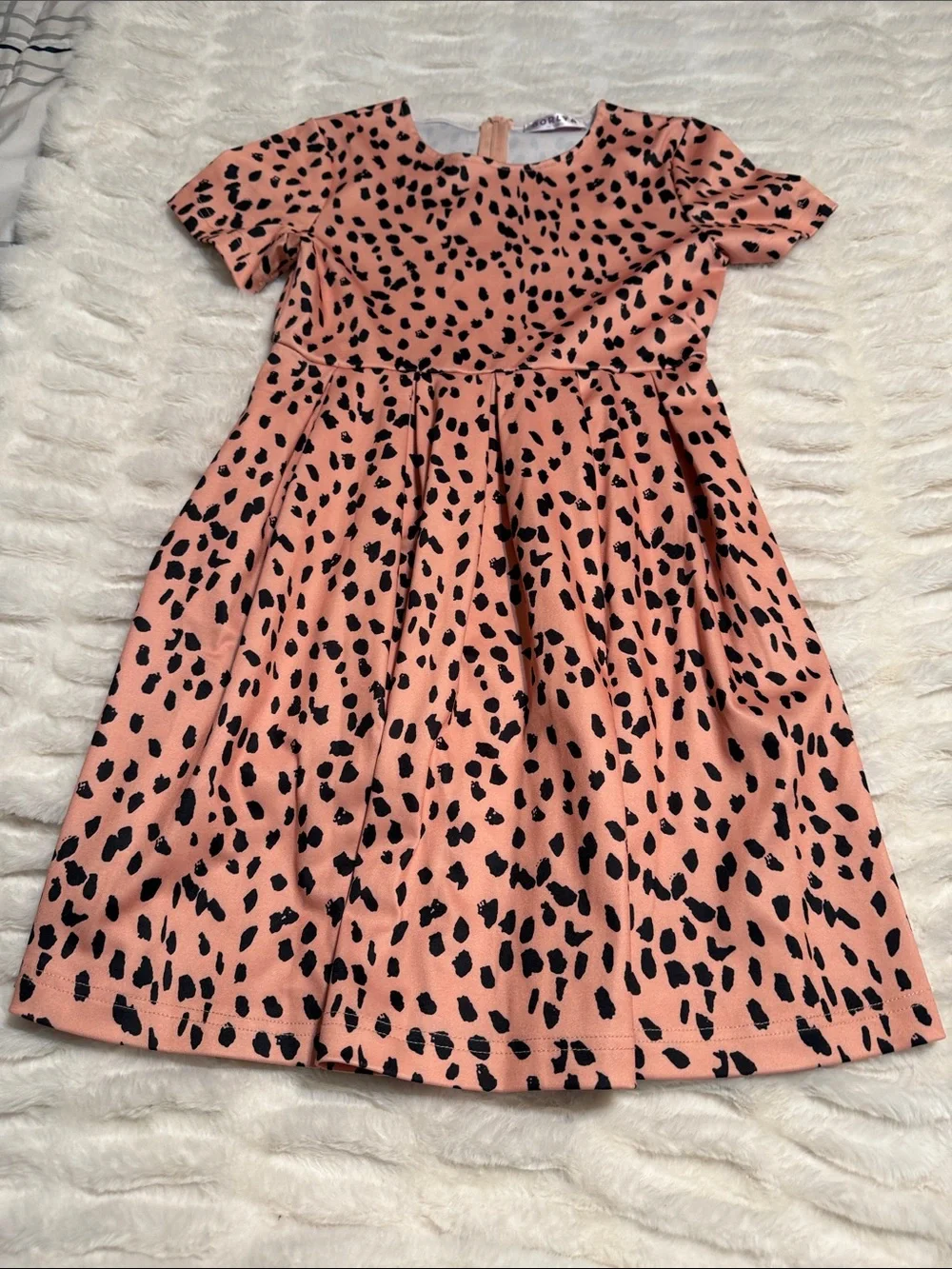 Girls' Pink Animal-Print Short Sleeve Dress